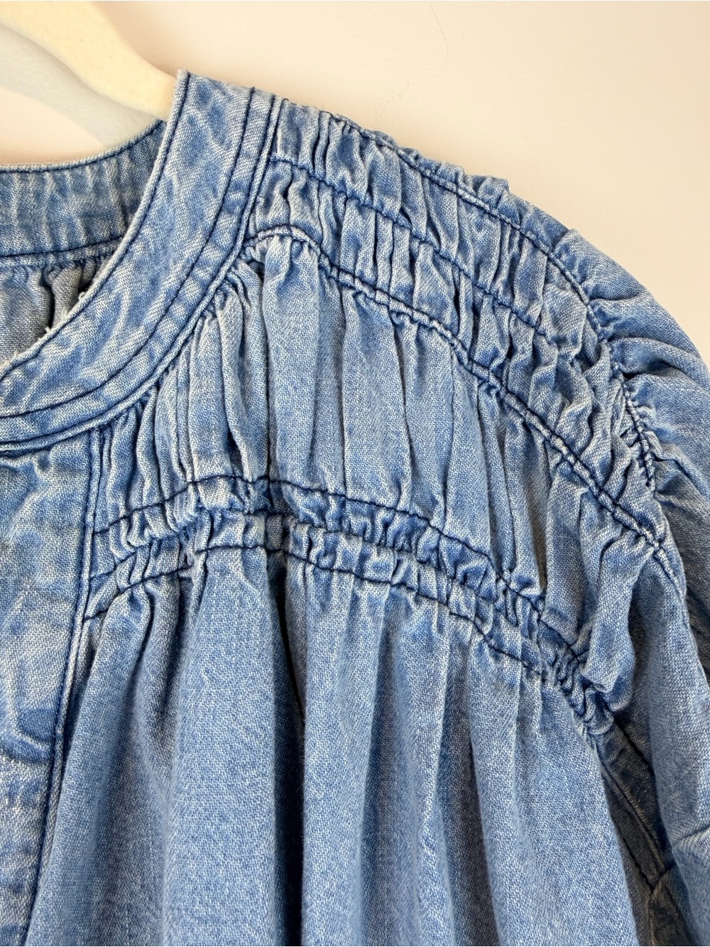We The Free Free People Light Blue Denim Peasant Tunic Size Large - Picture 3 of 6
